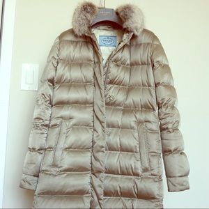 Prada Quilted Down Jacket Fur-Trimmed size 38